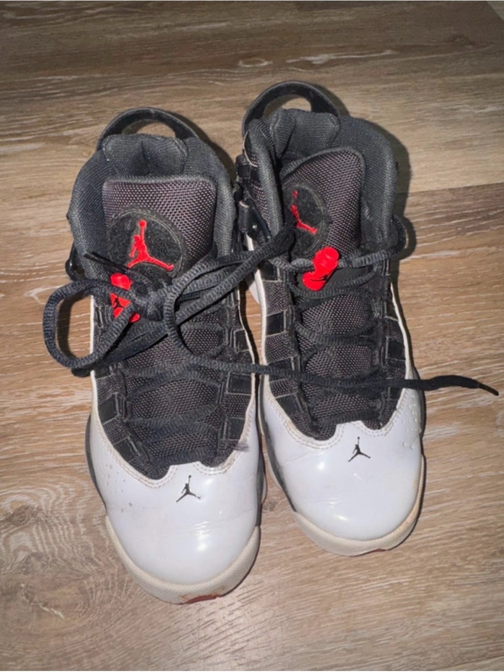 Jordan Kids Black, White and Red High-Top Sneakers